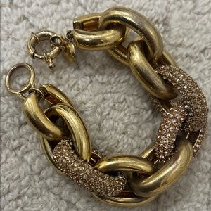 J. Crew Gold-Tone Crystal Pavé Chunky Link Bracelet